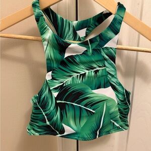 SHEIN Green Leaf Print Bikini set